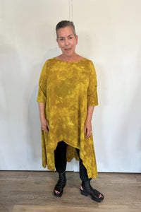 Tie-Dye Hi-Lo Tunic Dress (Mustard)