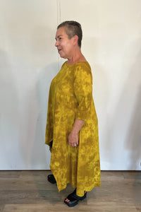 Tie-Dye Hi-Lo Tunic Dress (Mustard)