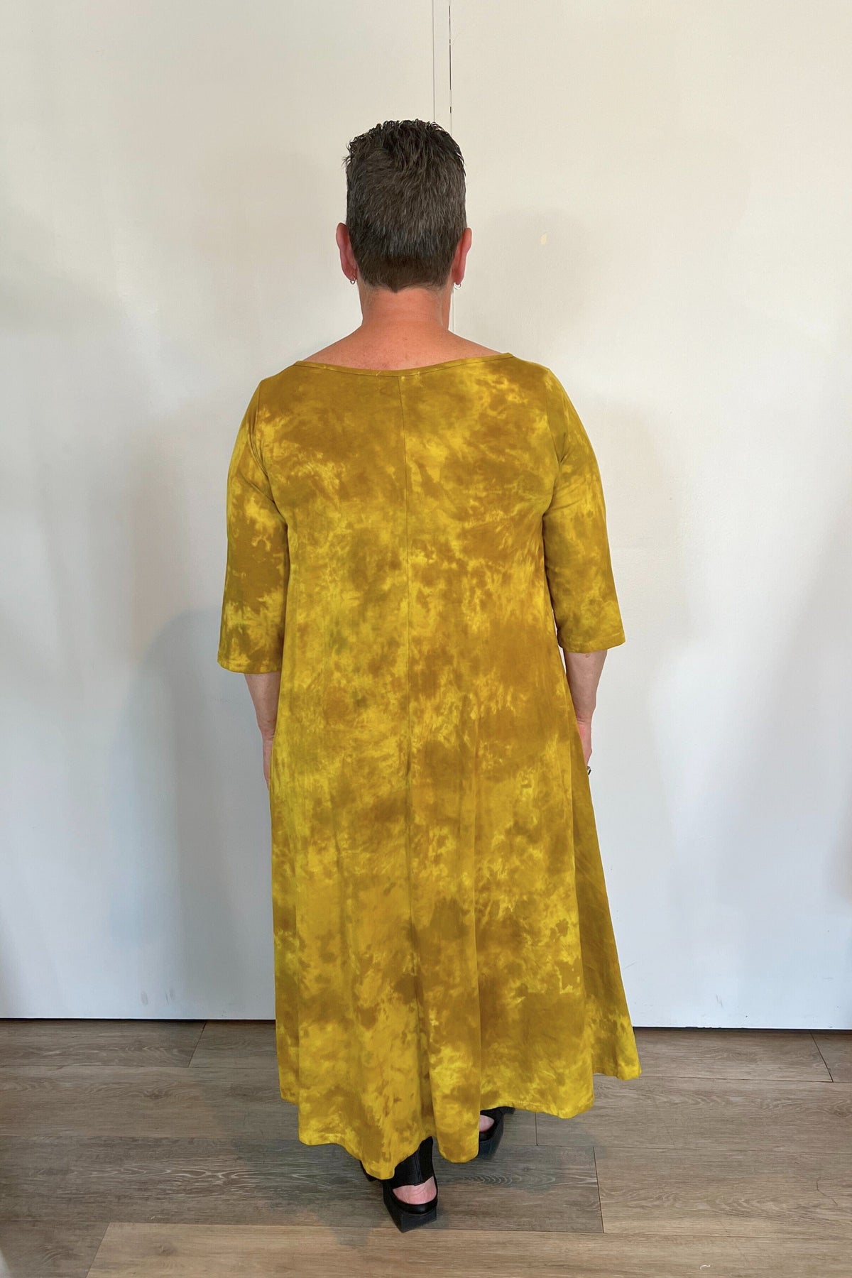 Tie-Dye Hi-Lo Tunic Dress (Mustard)