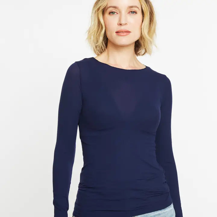 Solid Raw Edge Mesh Tee