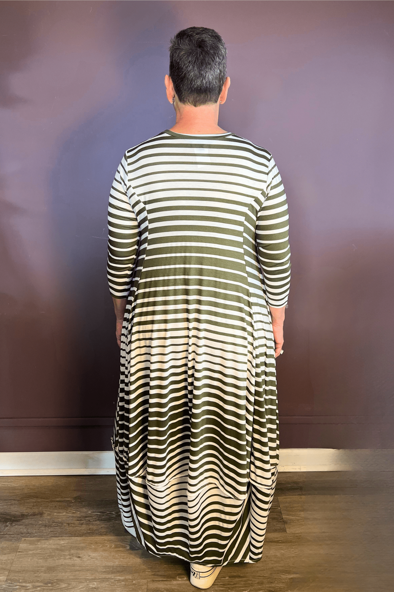 Rosette Pocket Stripe Dress