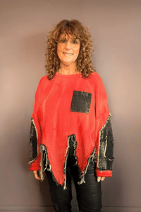 Textured Asymmetrical Distressed Sweater