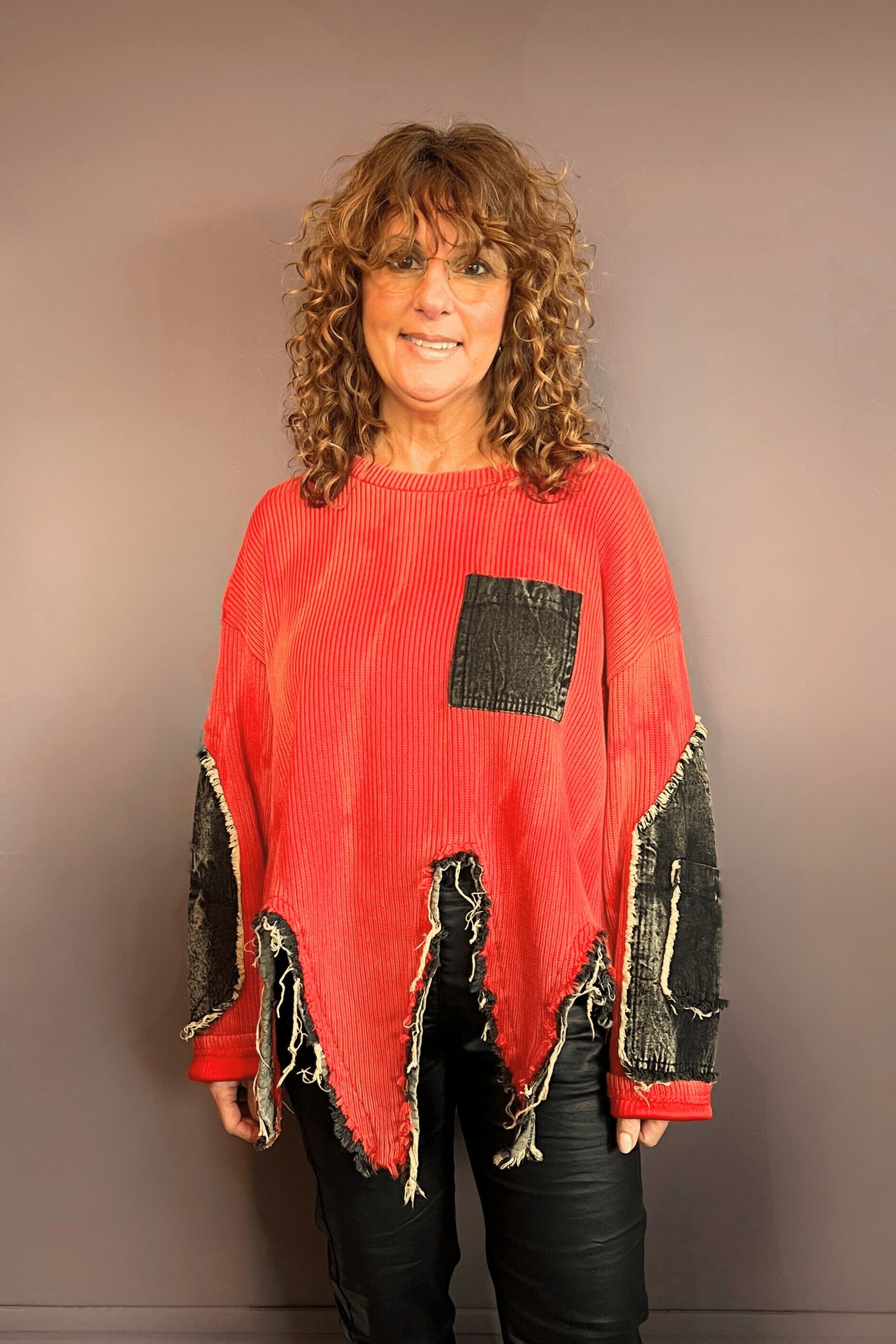 Textured Asymmetrical Distressed Sweater