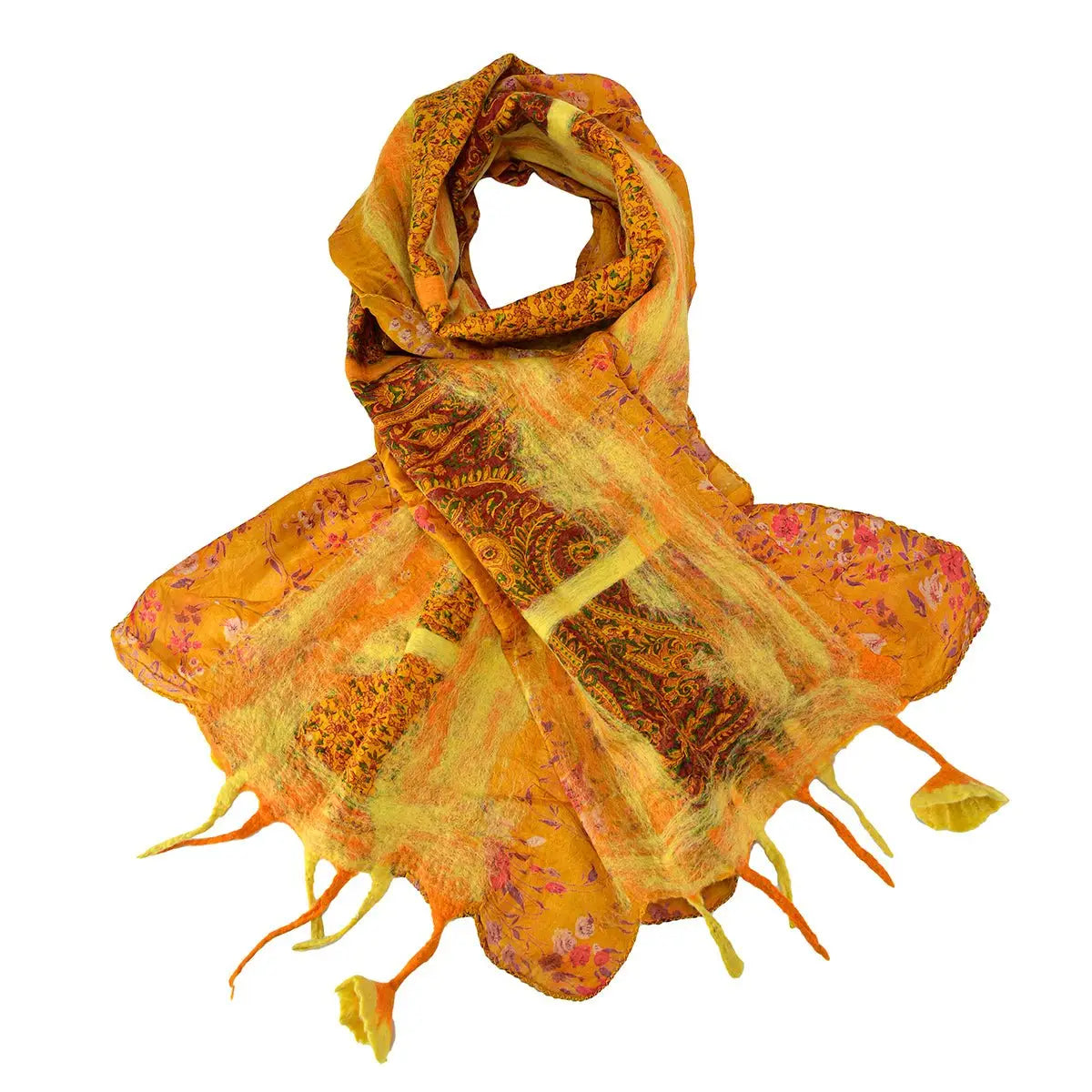 Felt/Saree Scarf W/Flowers