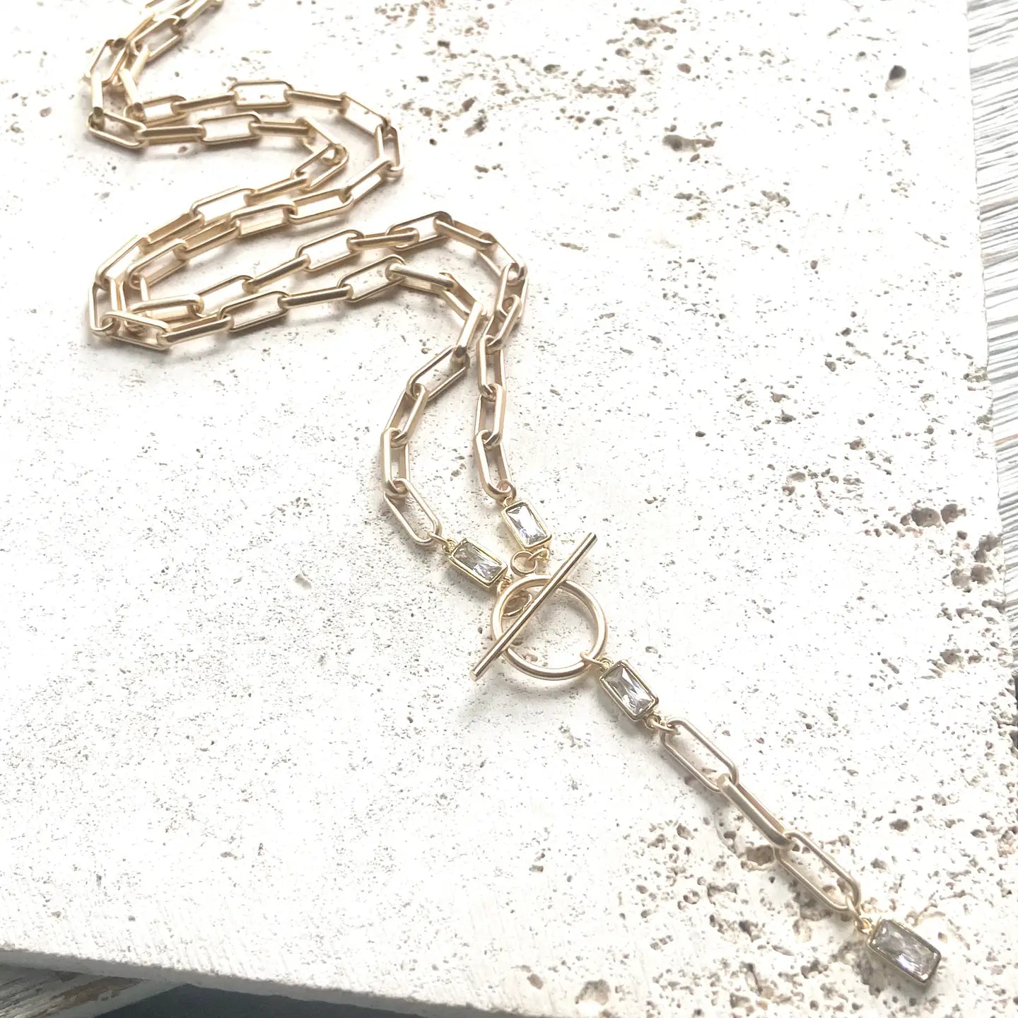 Paperclip Wrap Necklace - Matte Gold