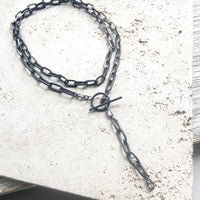 Paperclip Wrap Necklace - Gunmetal