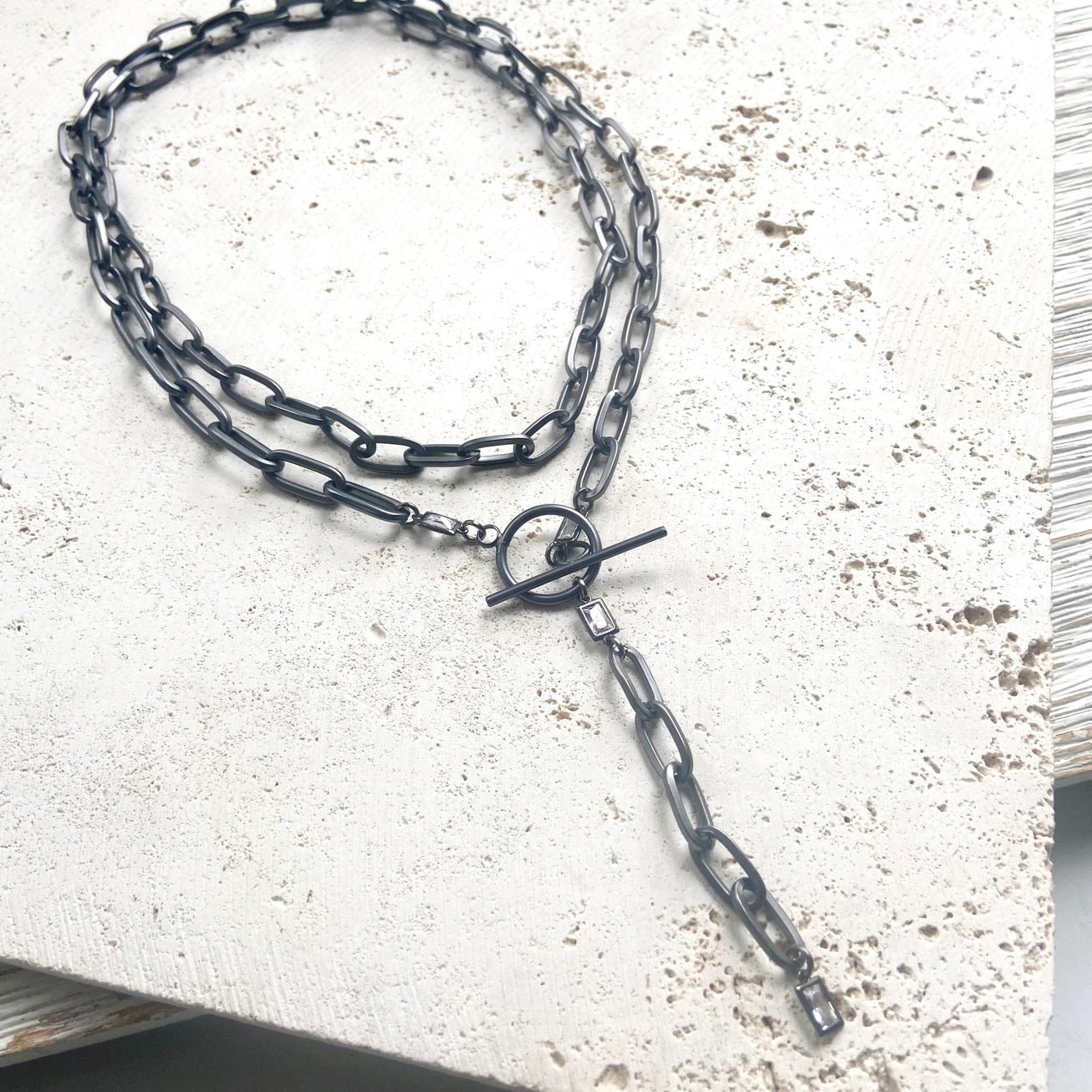 Paperclip Wrap Necklace - Gunmetal