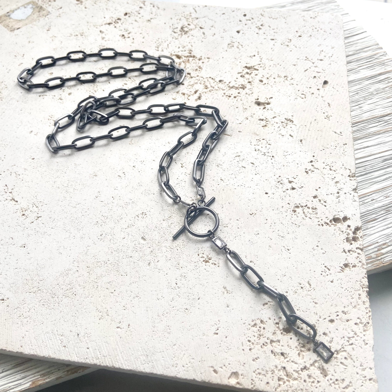 Paperclip Wrap Necklace - Gunmetal