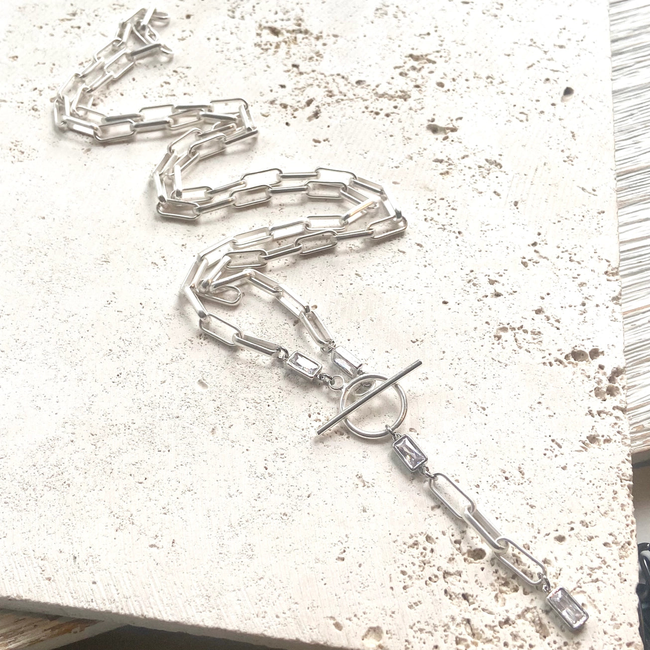 Paperclip Wrap Necklace - Burnished Silver