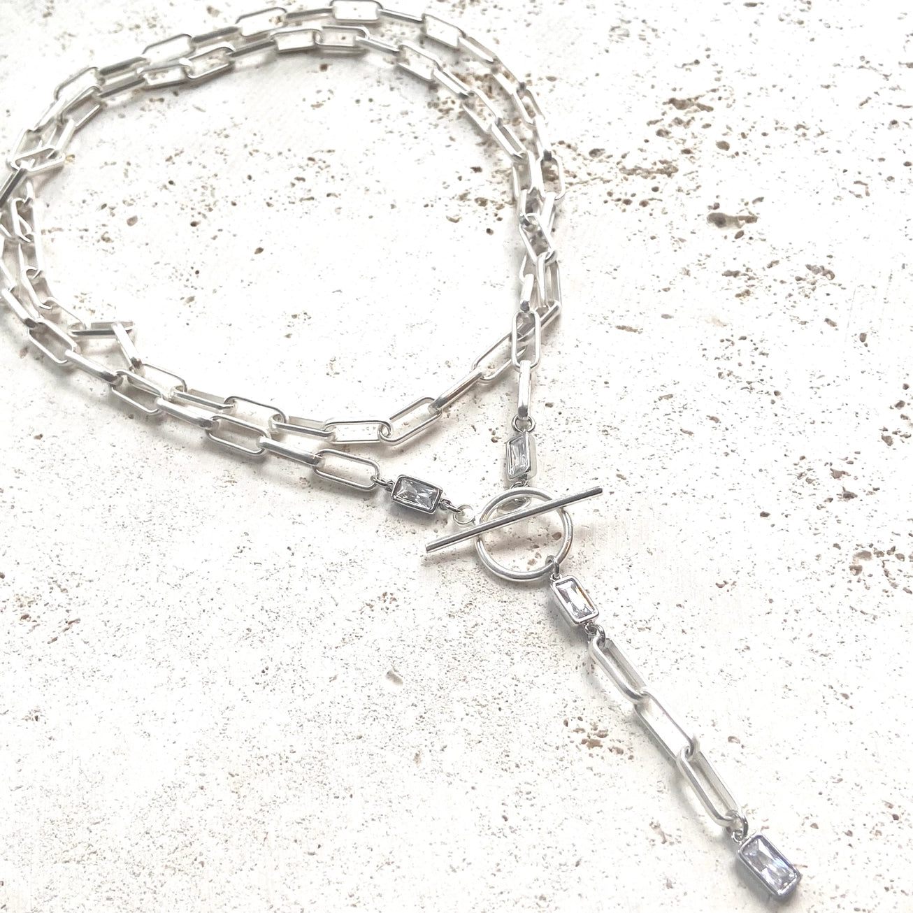 Paperclip Wrap Necklace - Burnished Silver