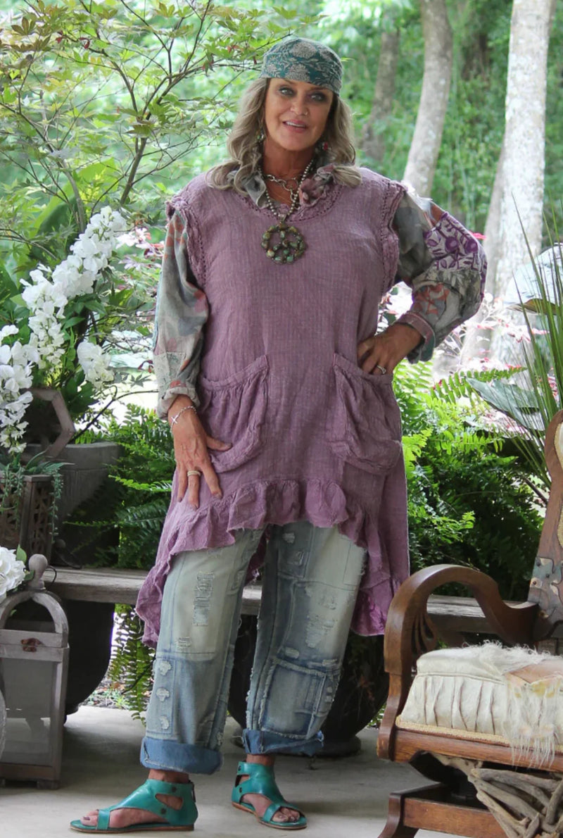 Jaded Gypsy Denim Peace And Love Jeans with distressed patchwork details, faded blue wash, embroidered back design, and rolled cuffs