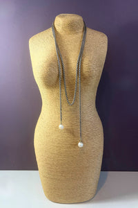 Pearl Wrap Necklace (Silver)