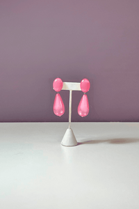 Pink Teardrop Clip On Earring