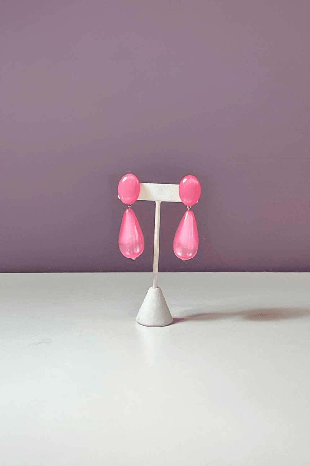 Pink Teardrop Clip On Earring