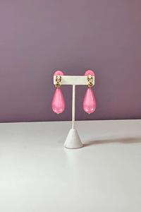 Pink Teardrop Clip On Earring