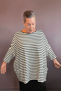 White Stripe Polar Fleece Pullover