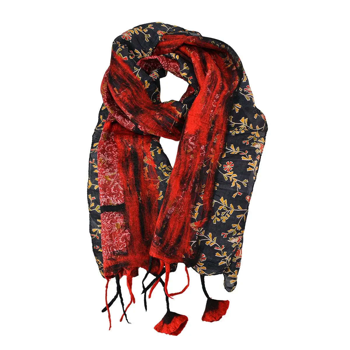 Felt/Saree Scarf W/Flowers