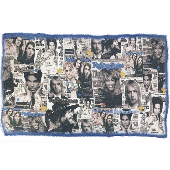 Blue Vintage Rock Star Scarf