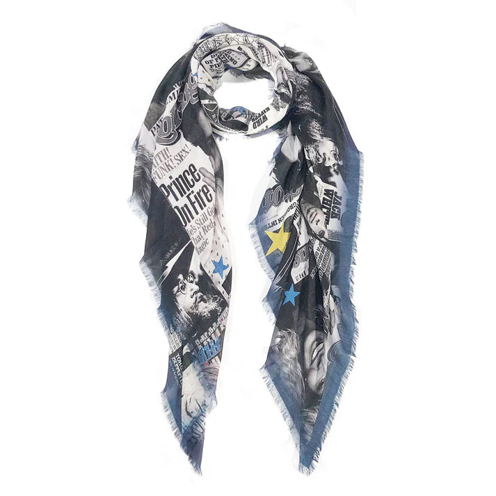 Blue Vintage Rock Star Scarf