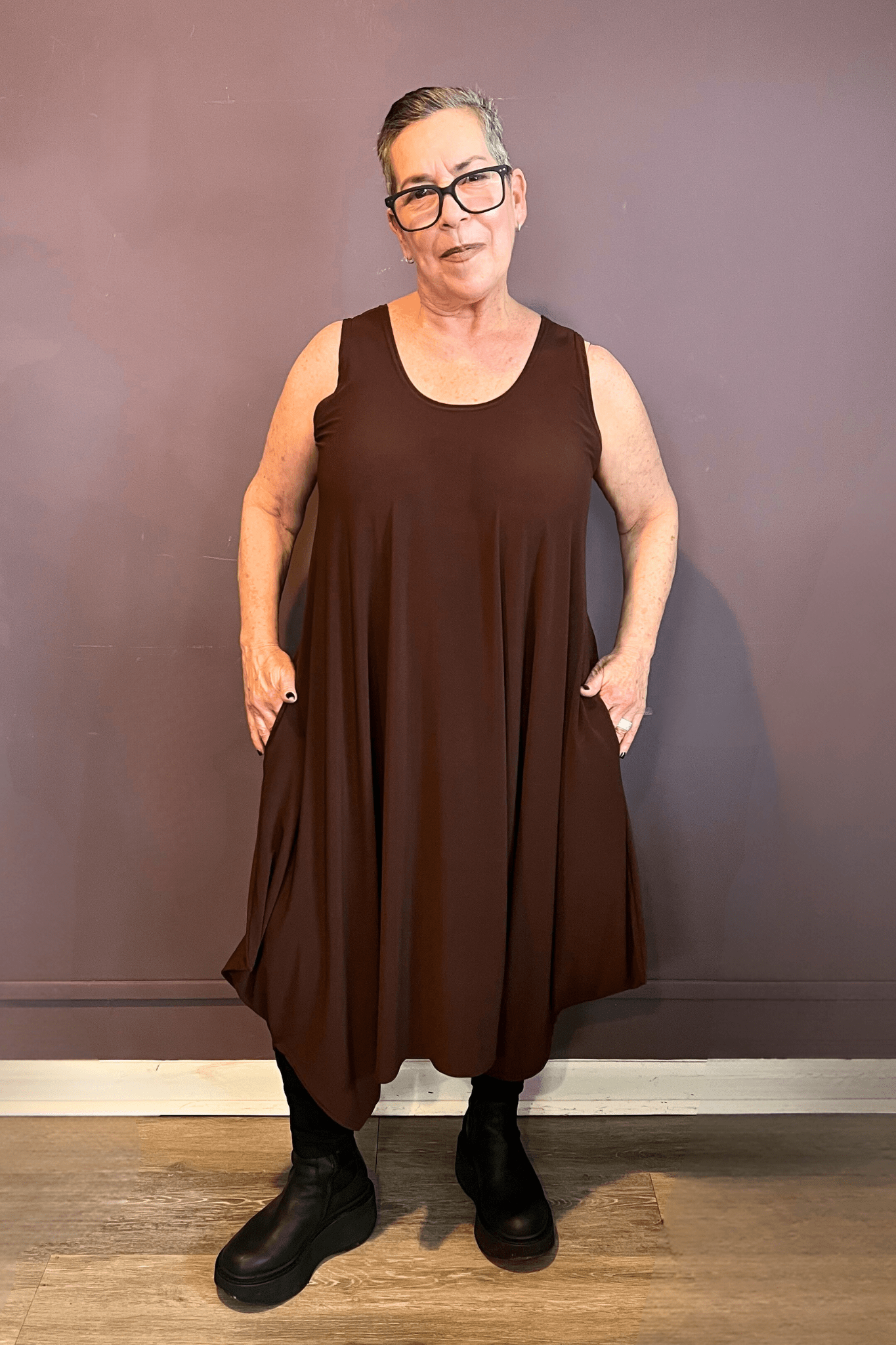 Sleeveless 2-Way Romper Dress - Chocolate