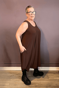 Sleeveless 2-Way Romper Dress - Chocolate