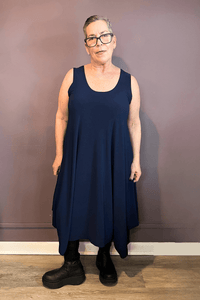 Sleeveless 2-Way Romper Dress - Navy