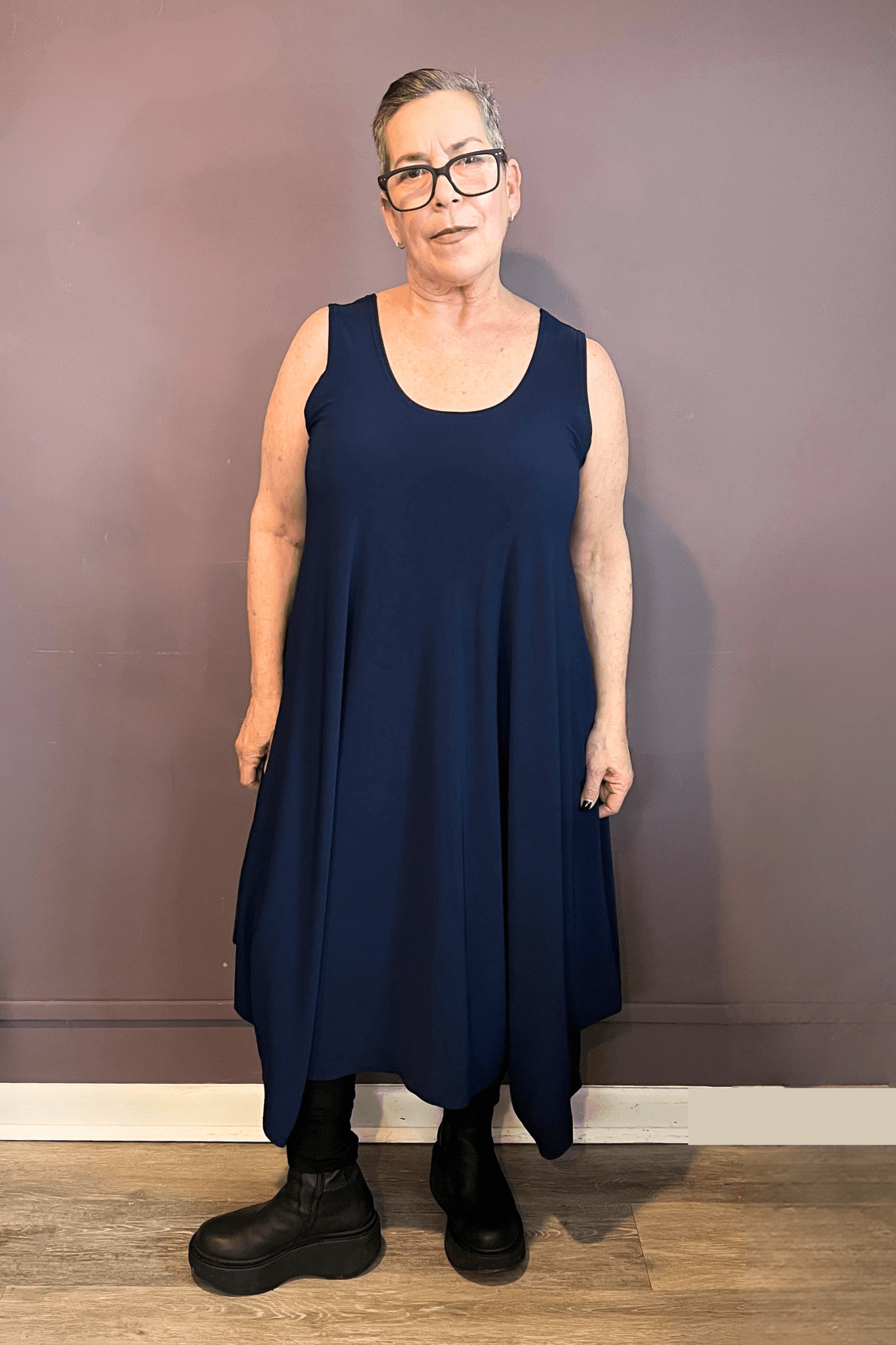 Sleeveless 2-Way Romper Dress - Navy