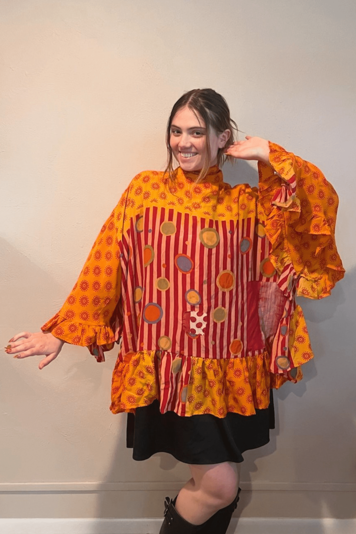 Crepe Sari Wild Rose Top