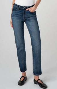 Liverpool Rowan slim jeans in a medium-to-dark blue wash with soft fading and whiskering, five-pocket styling, and a slim straight leg.