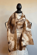 Sanctamuerte S413 Scarf with abstract watercolor print, styled in two draped looks