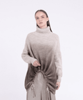 Sanctamuerte S394 Top in Grey Ombré, front, side and back views showing adjustable ruched hem