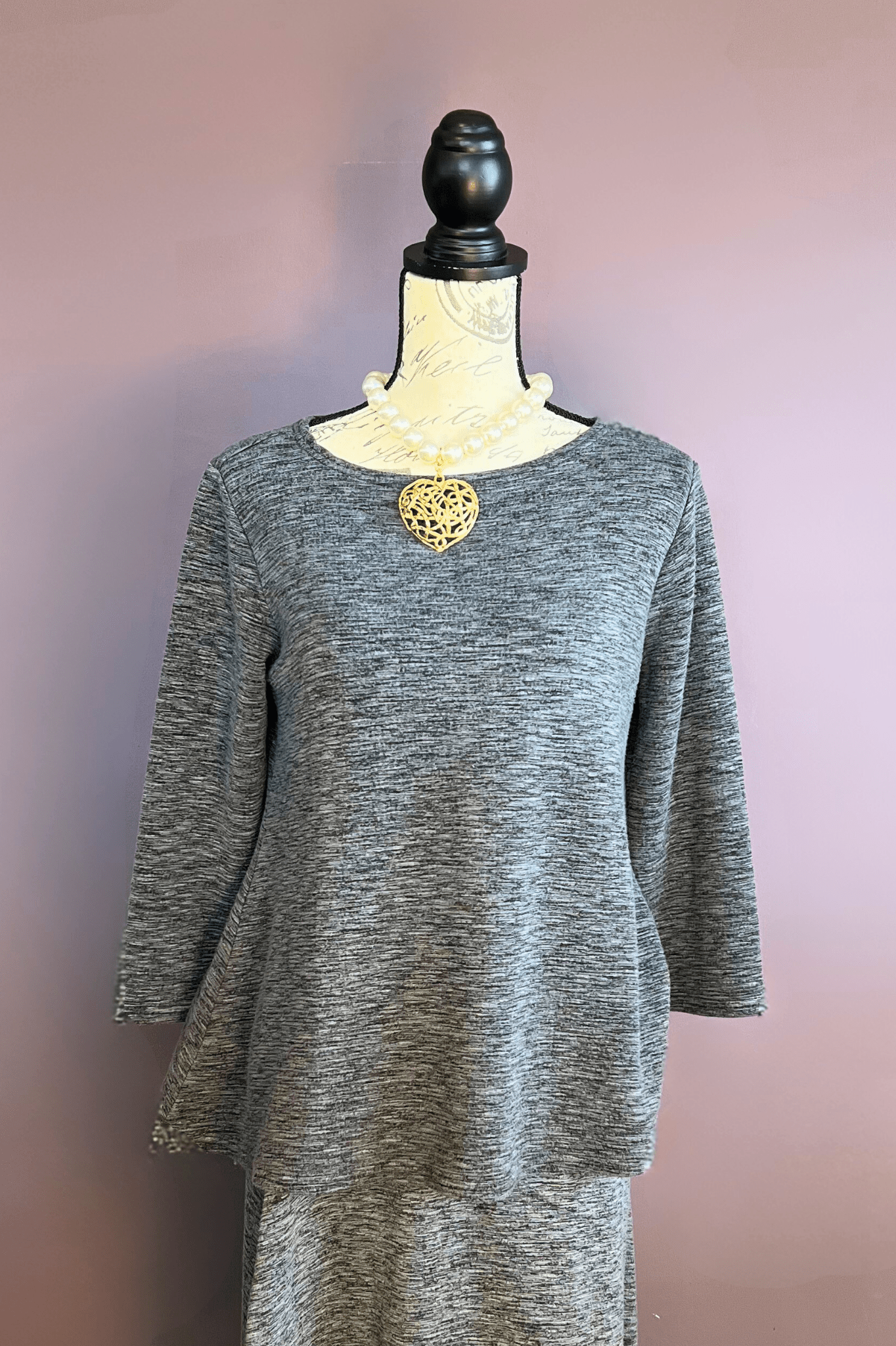 3/4 Aline Boatneck Top (Dark Seal)