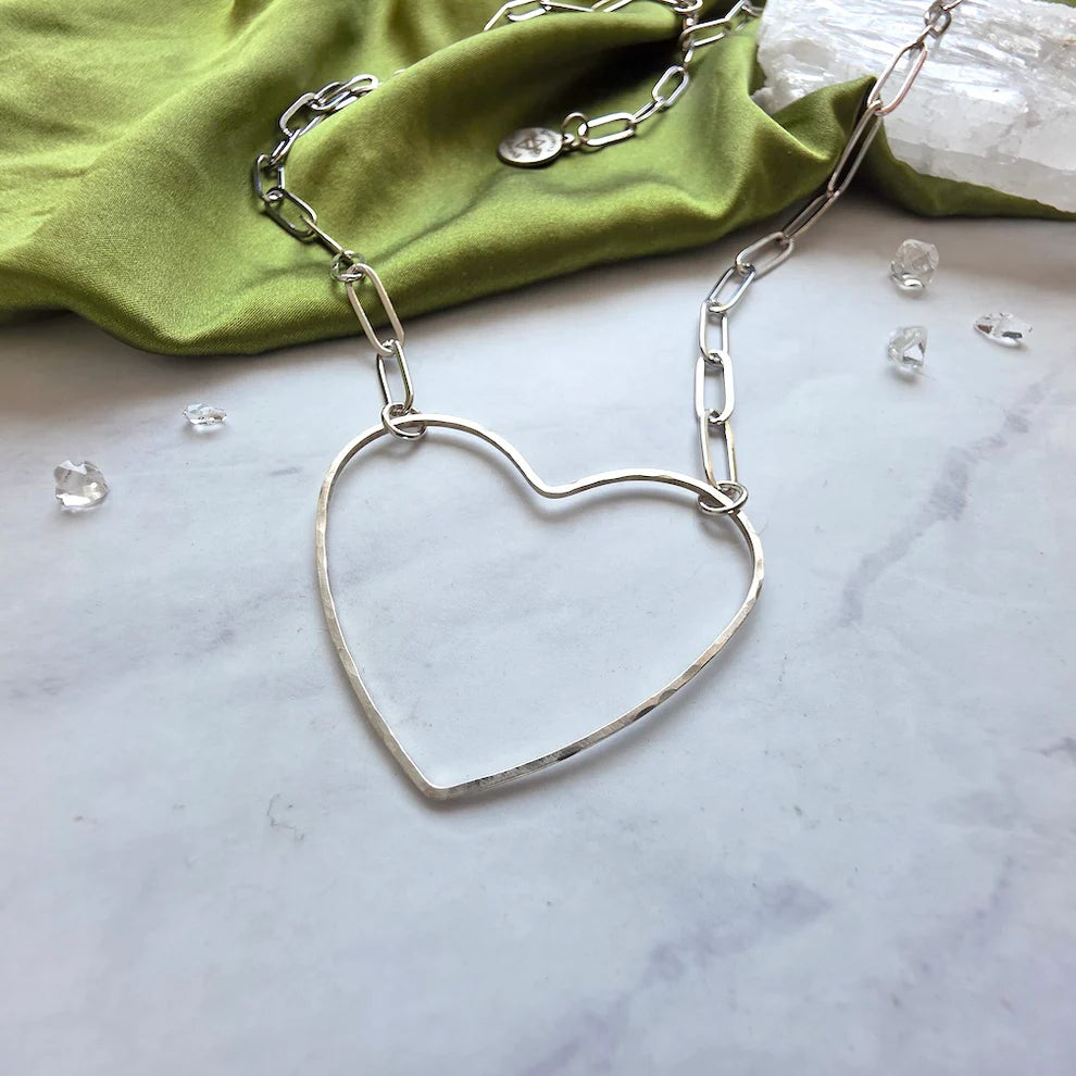 Big Heart Paperclip Chain Necklace