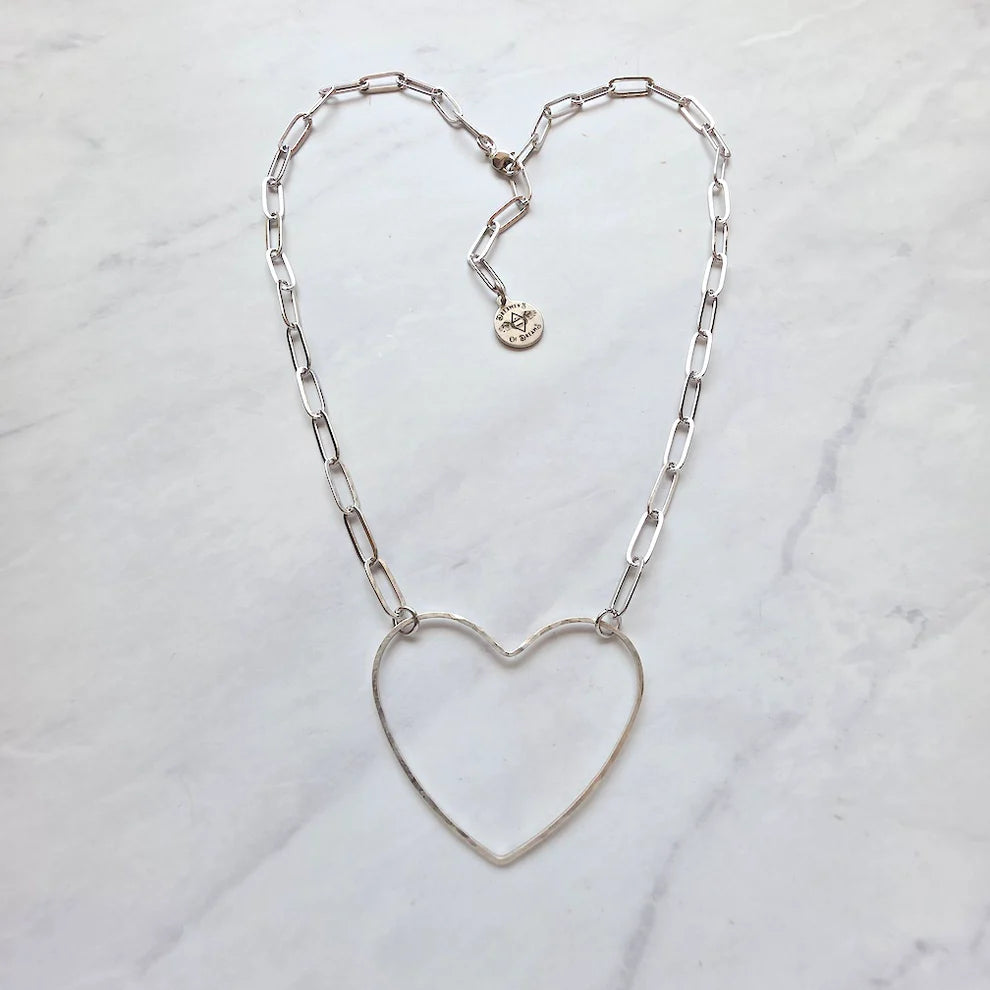 Big Heart Paperclip Chain Necklace