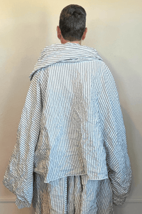 Cocoon Collar Top - White Stripe