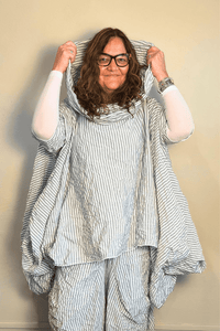 Cocoon Collar Top - White Stripe