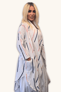 Linen Stripe Throw Jacket
