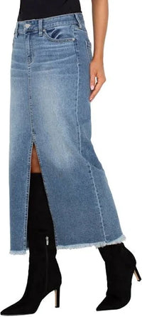 Front Slit Five Pocket Maxi Skirt (Tanglewood)