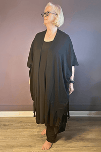 Tattered Hem Shawl Sweater