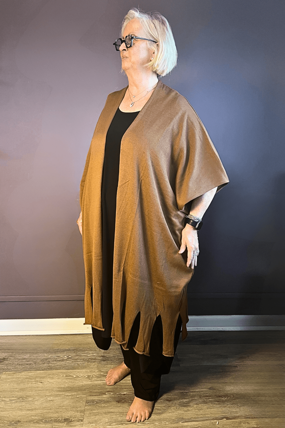 Tattered Hem Shawl Sweater