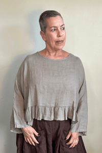 Linen Ruffle Hem Crop Top