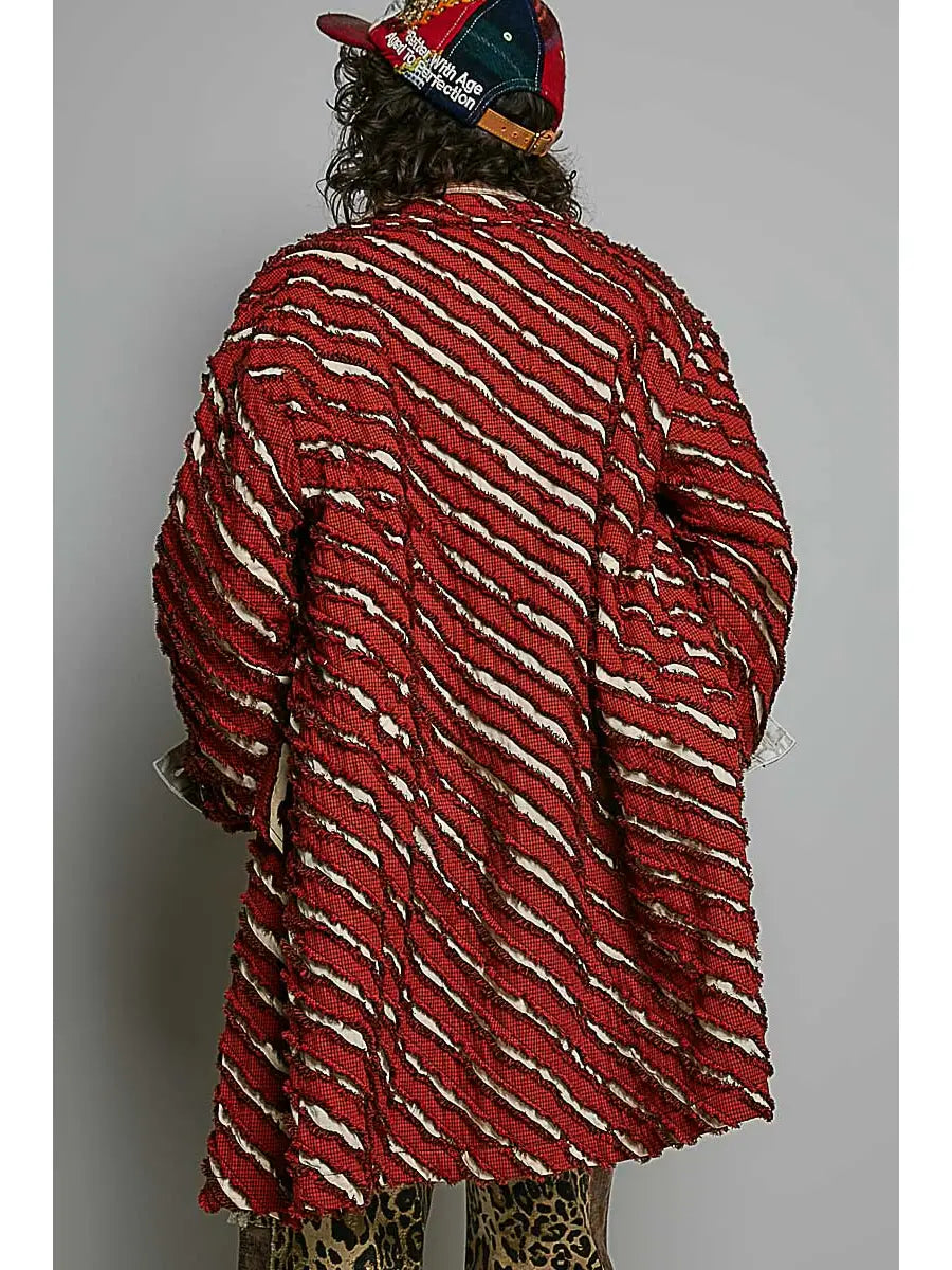 Textured Plaid Overlay Coat
