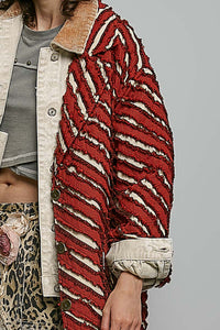 Textured Plaid Overlay Coat