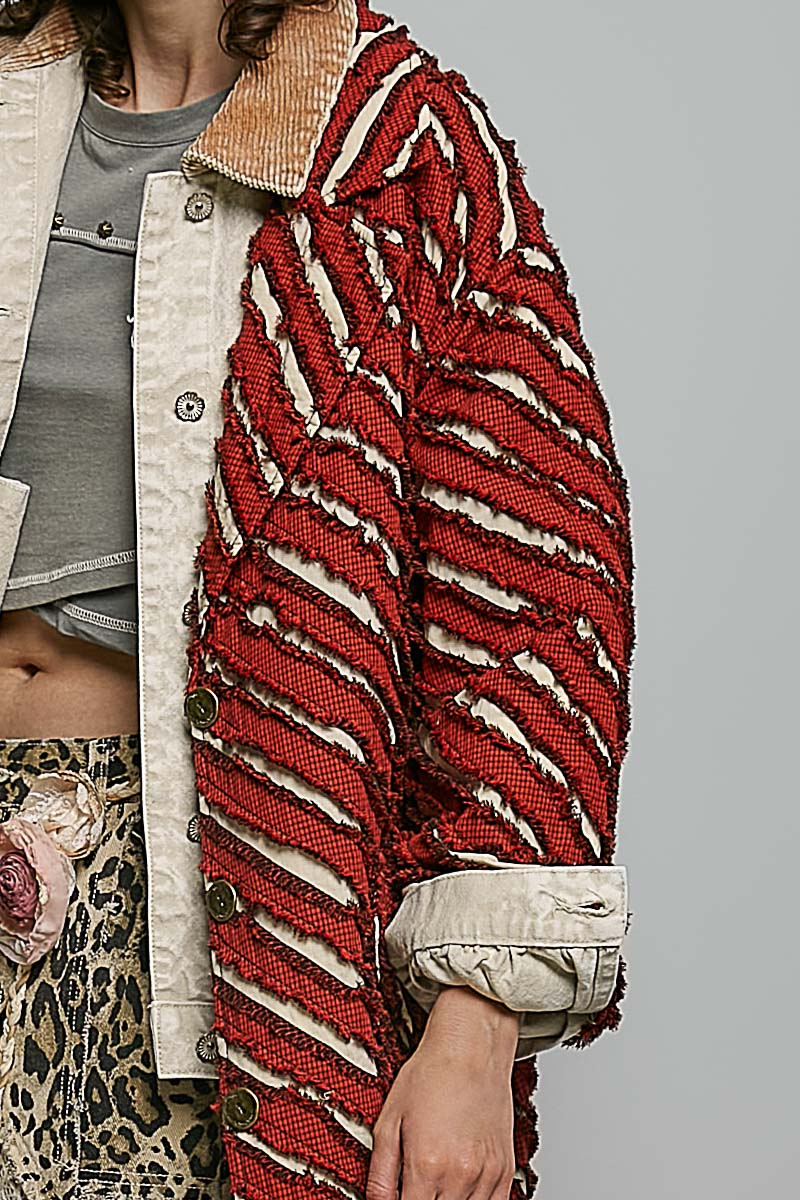 Textured Plaid Overlay Coat