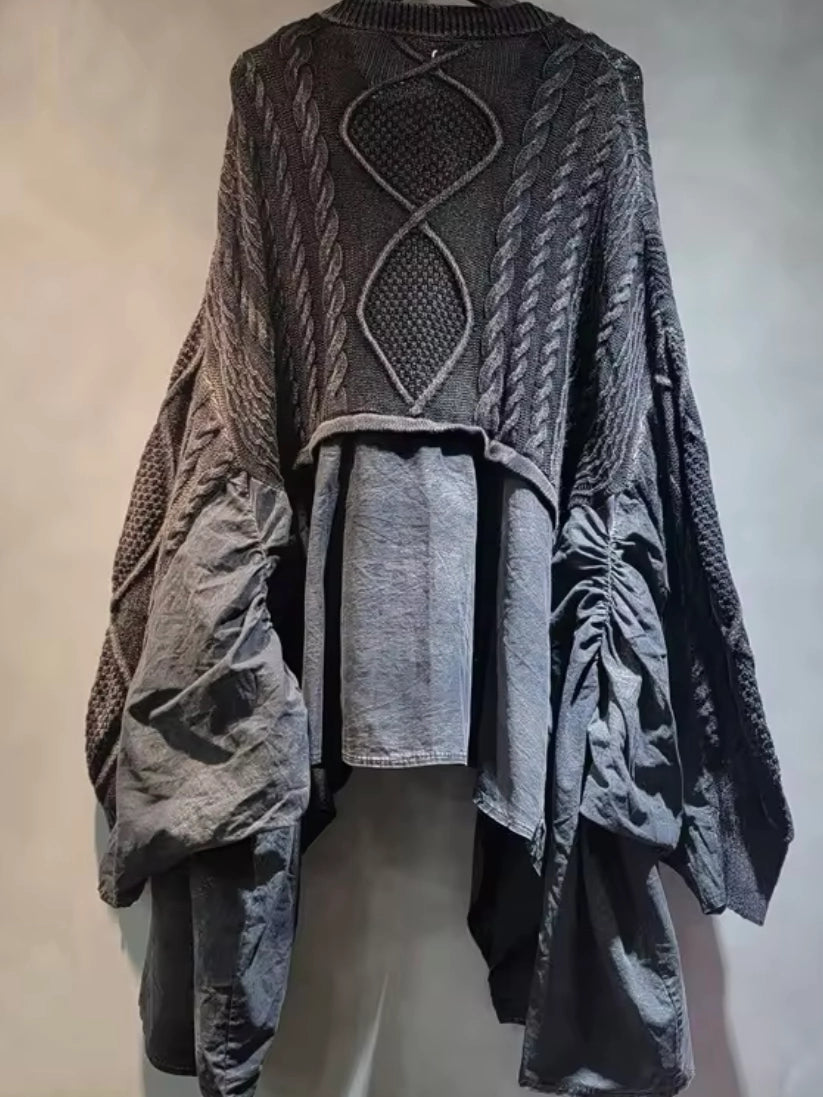 Sweater Top with Asymmetrical Trim