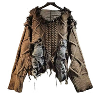 Sweater Top With Denim Trim