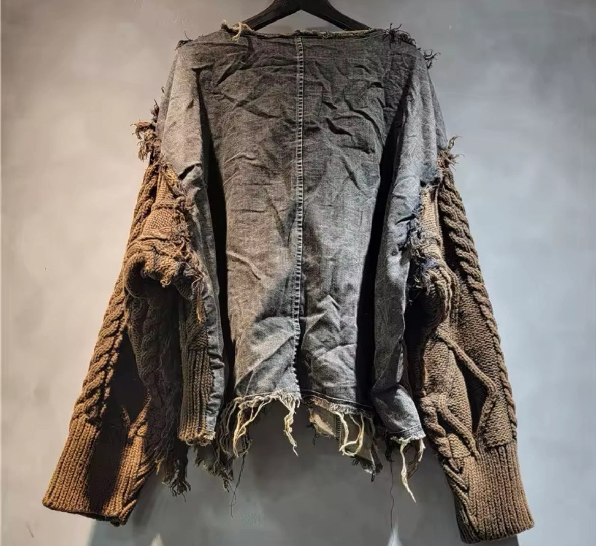 Sweater Top With Denim Trim