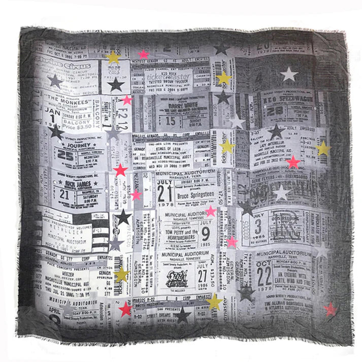B&W Vintage Tickets Scarf