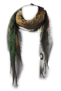 Olive Vintage Tickets Scarf