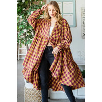 Tiered Ruffle Back Plaid Tunic